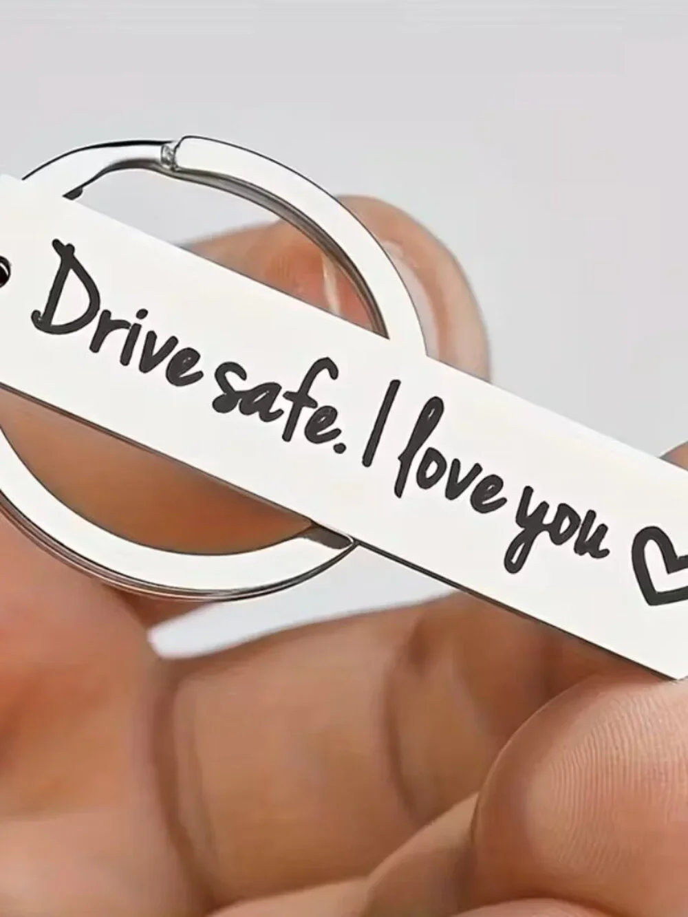 Drive Safe I Love You Keychain Stainless Steel Engraved Gift for Him Her Driver